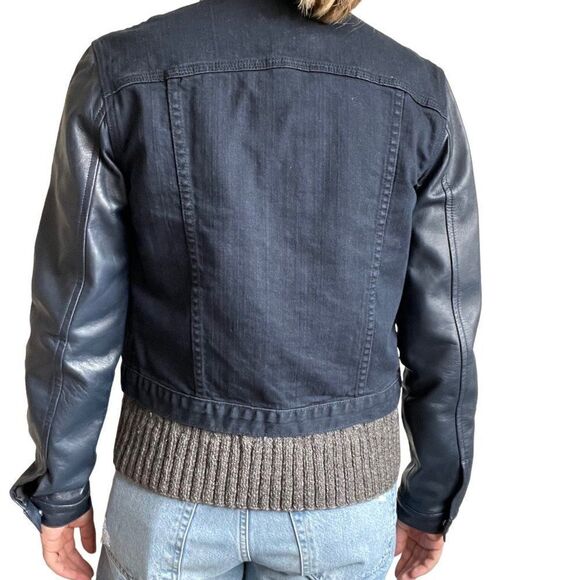 Baldwin Womens Navy Blue Denim Leather Jacket Made in Kansas City USA Sz S - Picture 5 of 7